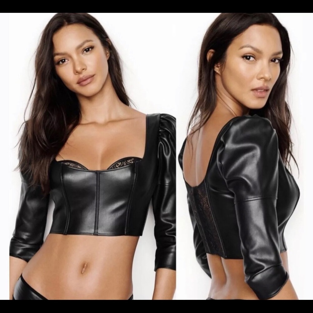 SOLD❌‼️Victoria’s Secret Faux-Leather Bra Top